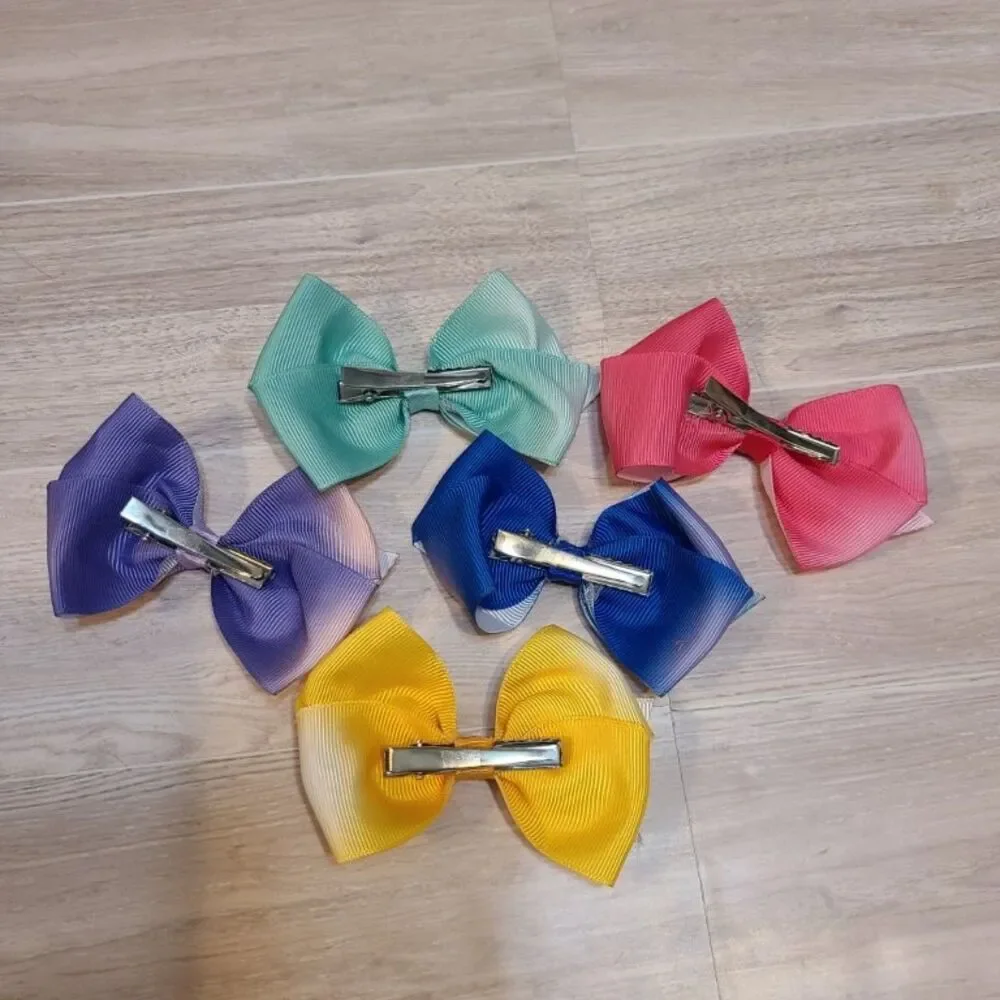 Princess Hair Bow Clips Set of 5 Girls Ribbon Alligator Barrettes Character Bow